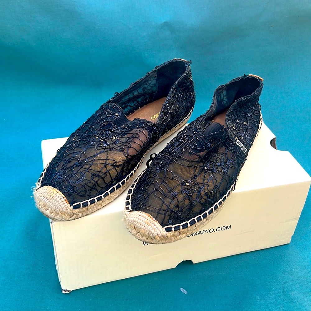 Lace and sequin espadrilles. size 8.5. Like new